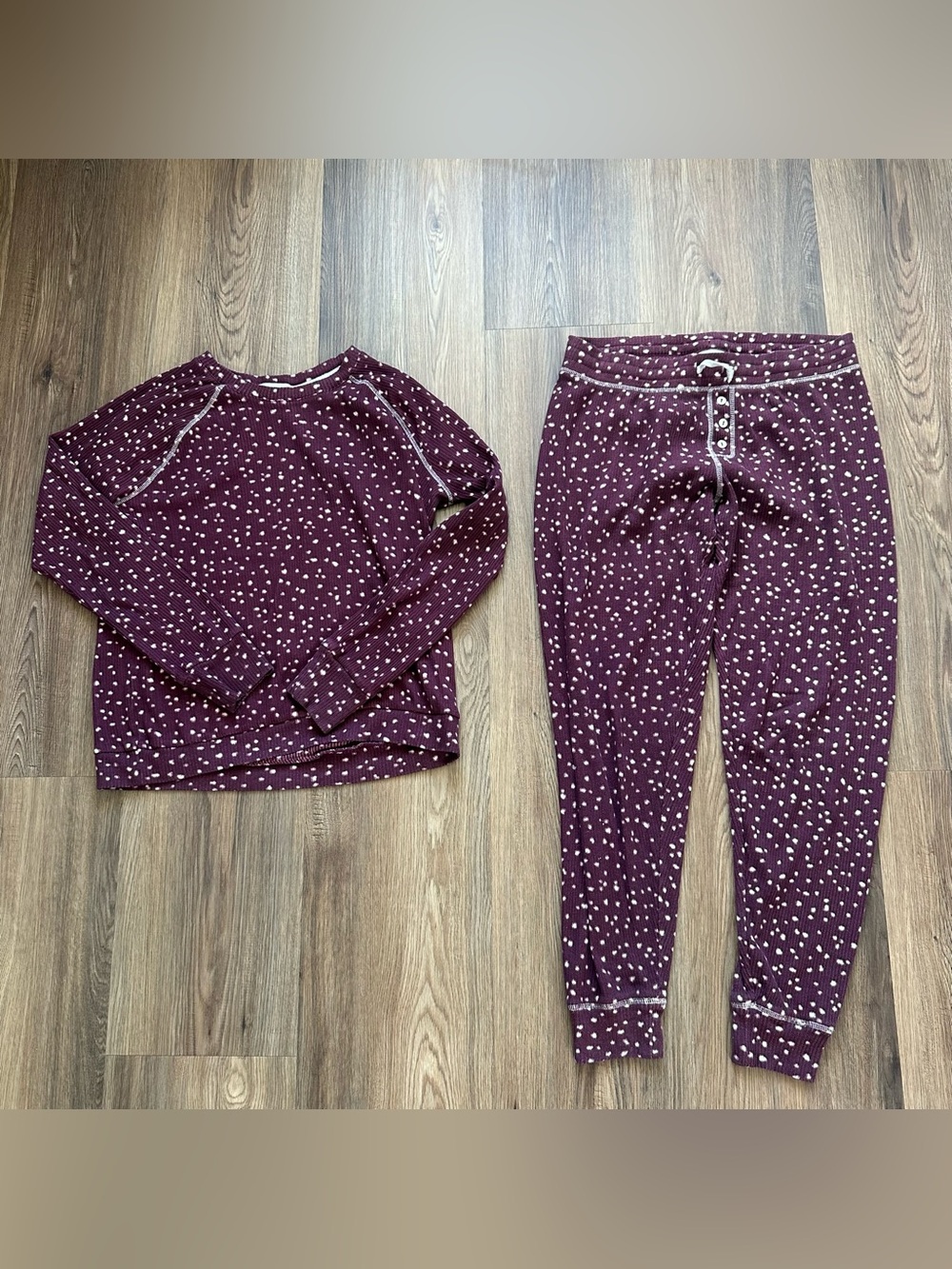 PJ Salvage 2 Piece Pajama Set My Friend Spot Burgundy Medium Shirt Jogger Pant